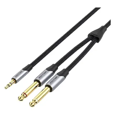 Audio kabel Vention Cotton Braided 3.5mm Male to 2*6.5mm Male Audio Cable 5M Gray Aluminum Alloy