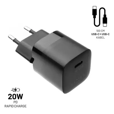 Nabíječka do sítě FIXED PD Rapid Charge Mini s USB-C výstupem a USB-C/USB-C kabelem podpora PD 1