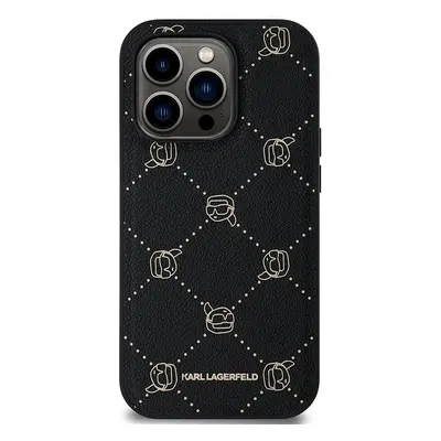 Kryt na mobil Karl Lagerfeld PU Karl Heads Pattern MagSafe Zadní Kryt pro iPhone 14 Pro Black