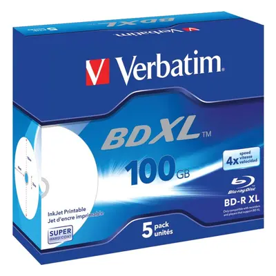 Média VERBATIM BD-R XL 100GB, 4x, printable, jewel case 5 ks