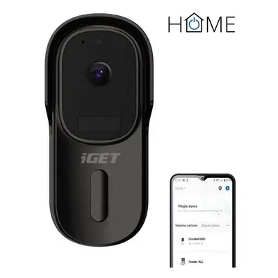 Videozvonek iGET HOME Doorbell DS1 Black - bateriový WiFi video zvonek s FullHD přenosem obrazu 