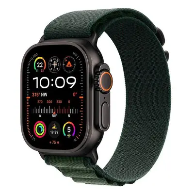 Chytré hodinky Apple Watch Ultra 2 49mm Černý titan s tmavě zeleným alpským tahem - Medium