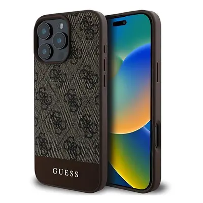 Kryt na mobil Guess PU 4G Stripe Zadní Kryt pro iPhone 16 Pro Max Brown