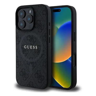 Kryt na mobil Guess PU Leather 4G Colored Ring MagSafe Zadní Kryt pro iPhone 16 Pro Black