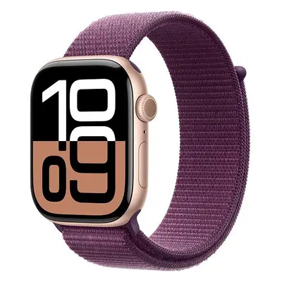 Chytré hodinky Apple Watch Series 10 42mm Růžově zlatý hliník se švestkovým provlékacím řemínkem