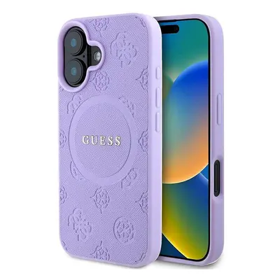 Kryt na mobil Guess Saffiano Peony Stamp MagSafe Zadní Kryt pro iPhone 16 Purple