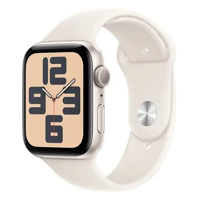 Chytré hodinky Apple Watch SE 44mm Hvězdně bílý hliník s hvězdně bílým sportovním řemínkem - M/L