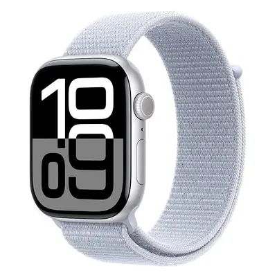 Chytré hodinky Apple Watch Series 10 42mm Stříbrný hliník s oblačně modrým provlékacím řemínkem