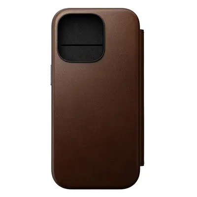 Kryt na mobil Nomad Modern Leather Folio Brown iPhone 16 Pro