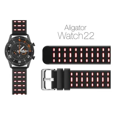 Řemínek Aligator Watch 22 mm silikonový řemínek Duální červený