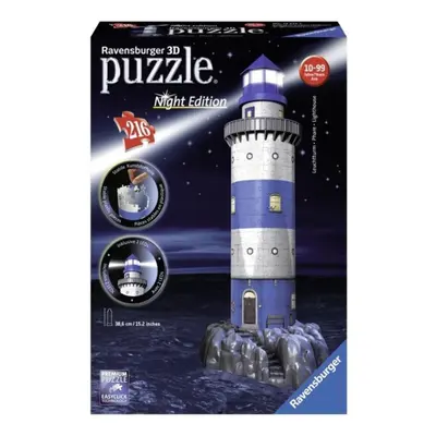 Ravensburger 12577 Puzzle 3D Maják v příboji, Noční Edice, 216d.