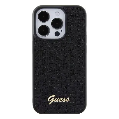 Kryt na mobil Guess PU Square Mirror Script Logo Zadní Kryt pro iPhone 15 Pro Black