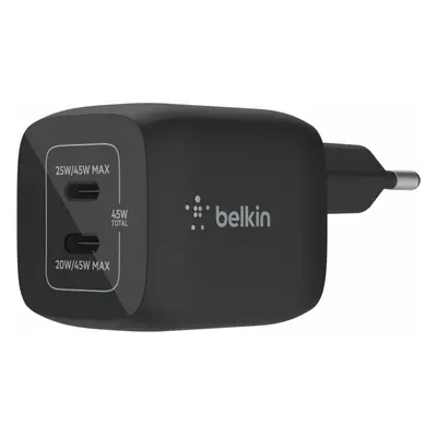 Nabíječka do sítě Belkin Boost Charge 45W PD PPS Dual USB-C GaN Charger Universal, Black