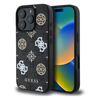 Kryt na mobil Guess PU 4G Peony MagSafe Zadní Kryt pro iPhone 16 Pro Max Black