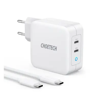 Nabíječka do sítě ChoeTech PD 100W GaN dual USB-C Charger with CC cable