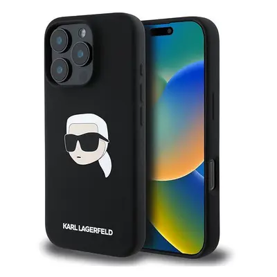 Kryt na mobil Karl Lagerfeld Liquid Silicone Karl Head MagSafe Zadní Kryt pro iPhone 16 Pro Blac