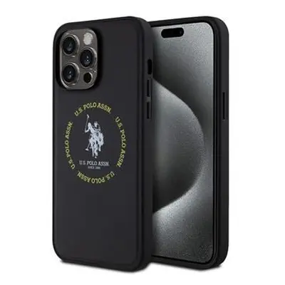 U.S. Polo PU Leather Printed Round Double Horse MagSafe Zadní Kryt pro iPhone 15 Pro Max Black