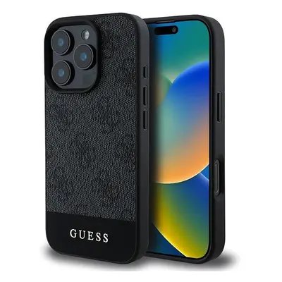 Kryt na mobil Guess PU 4G Stripe Zadní Kryt pro iPhone 16 Pro Grey