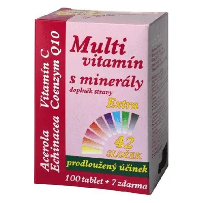 Multivitamín MedPharma Multivitamin s minerály 42 složek, extra C + Q10, 107 tablet