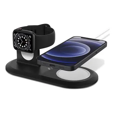 Držák na mobilní telefon Spigen MagSafe Charger & Apple Watch stand 2in1 MagFit Duo Black