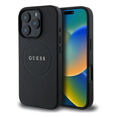 Kryt na mobil Guess PU Grained Classic Logo MagSafe Zadní Kryt pro iPhone 16 Pro Black