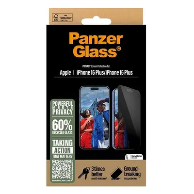 Ochranné sklo PanzerGlass Privacy Apple iPhone 16 Plus/15 Plus s instalačním rámečkem