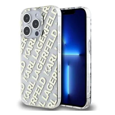 Kryt na mobil Karl Lagerfeld IML Electroplated Repeated Logo Zadní Kryt pro iPhone 15 Pro Gold