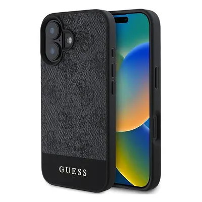 Kryt na mobil Guess PU 4G Stripe Zadní Kryt pro iPhone 16 Grey