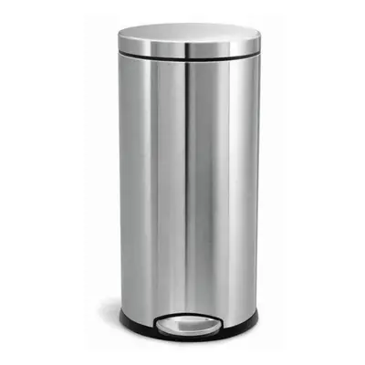 Pedálový odpadkový koš Simplehuman – 30 l, kulatý, matná ocel, FPP