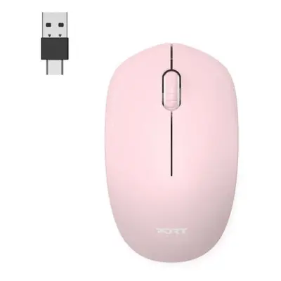 PORT CONNECT bezdrátová myš USB-A/USB-C, růžová