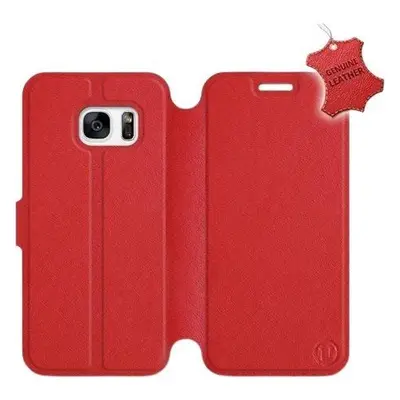 Kryt na mobil Flip pouzdro na mobil Samsung Galaxy S7 - Červené - kožené - Red Leather