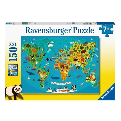 Puzzle Ravensburger puzzle 132874 Zvířecí světová mapa 150 dílků