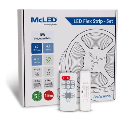 LED pásek McLED Set LED pásek 15 m s ovladačem, NW, 4,8 W/m