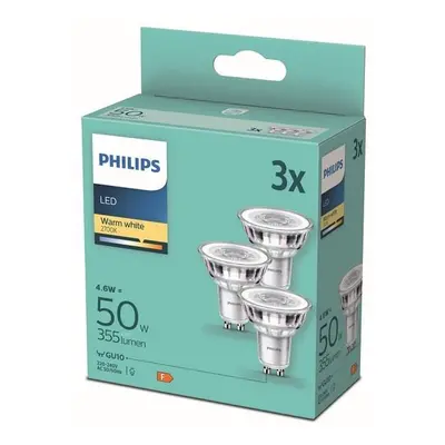 Philips 8718699777913 LED žárovky 3x4,6W/50W | GU10 | 355lm | 2700K | 36D | PAR16 - set 3 ks