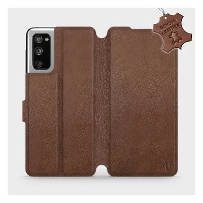 Kryt na mobil Flipové pouzdro na mobil Samsung Galaxy S20 FE - Hnědé - kožené - Brown Leather