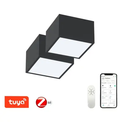 LED světlo IMMAX NEO sada 2x CANTO Smart stropní svítidlo 15x15cm 12W černé Zigbee 3.0 +DO