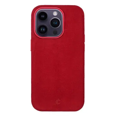 Kryt na mobil Alcantara kryt s MagSafe na iPhone 14 Pro Max - Red