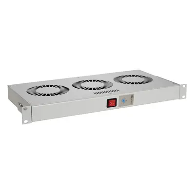 Solarix Chladící jednotka 19" 1U 2 ventilátory s bimetalovým termostatem RAL 7035 do 19" lišt VJ