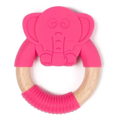 Kousátko Bo Jungle kousátko B-Teether Animal Wood Pink Elephant