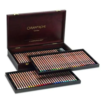 Pastelky CARAN D'ACHE Luminance 6901 76 barev + příslušenství v dřevěném boxu