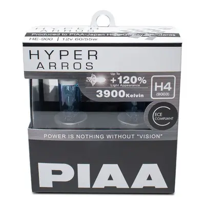 Autožárovka PIAA Hyper Arros 3900K H4 - o 120 procent vyšší svítivost, zvýšený jas