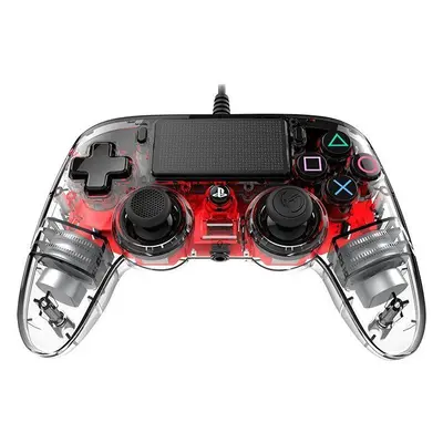 Gamepad Nacon Wired Compact Controller PS4 - průhledný červený