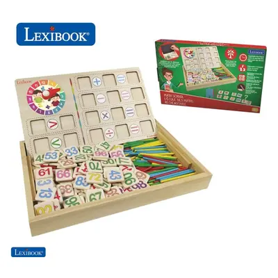 Křídy Lexibook Bio Toys® Matematická škola - Dřevěná krabička s kreslicí tabulí pro výuku matema