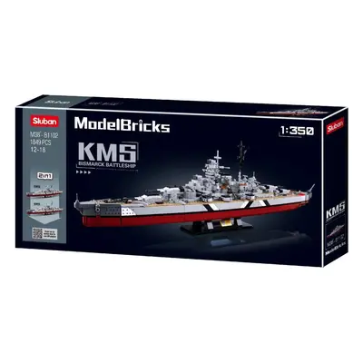 Stavebnice Sluban Model Bricks M38-B1102 Bitevní loď Bismarck 2v1 1:350