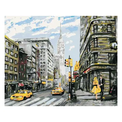 Malování podle čísel Pár na ulici v New Yorku, 40x50 cm, bez rámu a bez vypnutí plátna