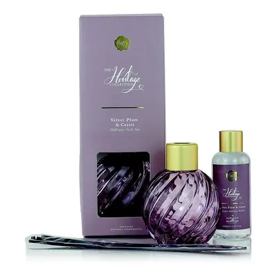 Aroma difuzér Ashleigh & Burwood Dárková sada skleněný MAUVE s náplní VELVET PLUM & CASSIS 150 m