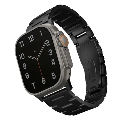 Řemínek Uniq Osta článkový ocelový pro Apple Watch 49/45/44/42mm, Midnight (Black)