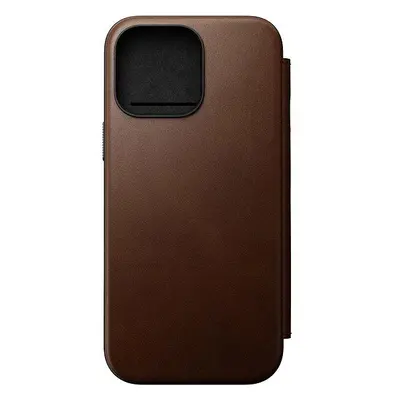 Pouzdro na mobil Nomad Leather Folio Brown iPhone 16 Pro Max