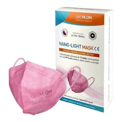 Ústenka NANO M.ON - NANO LIGHT MASK, nano rouška ve tvaru respirátoru (10 ks) růžová