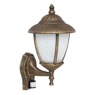 Nástěnná lampa Rabalux - VenKovní nástěnné svítidlo se senzorem 1xE27/60W/230V IP43 Zlatá